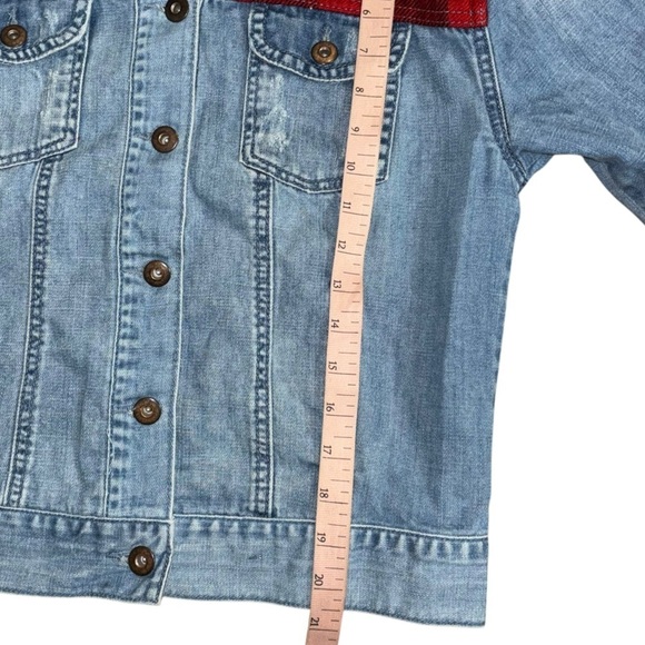Forever 21 Buffalo Check Denim Jacket Women’s S Country Cowgirl Western Casual - Picture 6 of 8